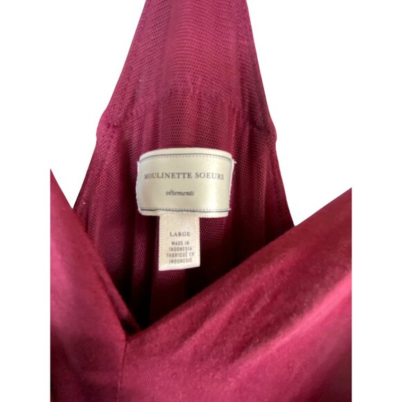 Moulinette Soeurs Burgundy Large Wide-Leg Halter Jumpsuit Pantsuit Boho Casual - Picture 5 of 8